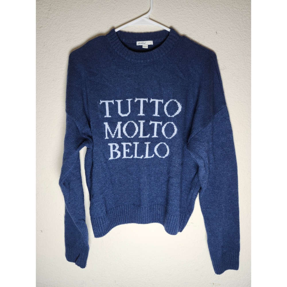 Subdued Tutto Molto Bello Sweater Women Size M Blue Graphic Knit Italy